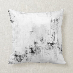 'Snowfall' Black and White Abstract Art Pillow