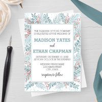Snowfall Ferns Winter Wedding Invitation