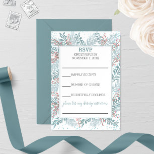 Snowfall Ferns Winter Wedding RSVP Card
