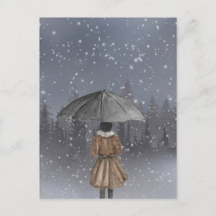Snowfall girl postcard