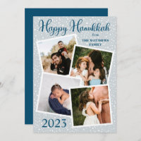 Snowfall Happy Hanukkah 4 Photo - Blue | Grey