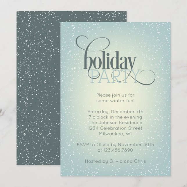Snowfall Holiday Party Invitation (Front/Back)