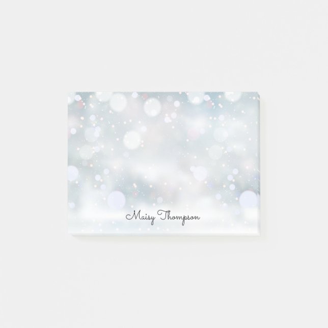 Snowfall Holidays Monogram Name Post-it Notes (Front)