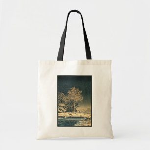 Snowfall in Feudal Japan at Sumida River Ukiyo Tot Tote Bag