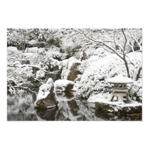 Snowfall in Portland Japanese Garden, 2 Photo Print