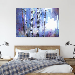 Snowfall in the Enchanted Birch      Canvas Print
