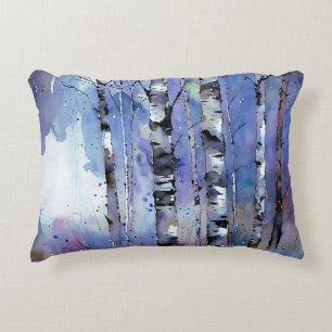 Snowfall in the Enchanted Birch Decorative Cushion