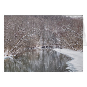 Snowfall Over Finley River Greeting Card