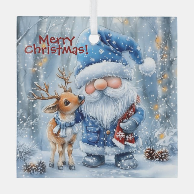 Snowfall & Scarlet Threads Glass Tree Decoration (Front)