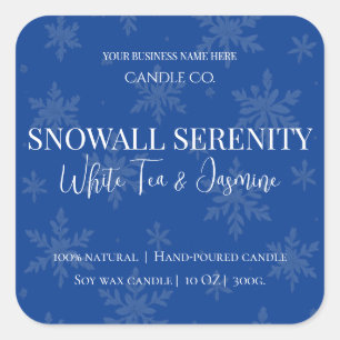 Snowfall Serenity White Tea & Jasmine Candle Label