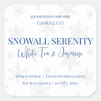 Snowfall Serenity White Tea & Jasmine Candle Label