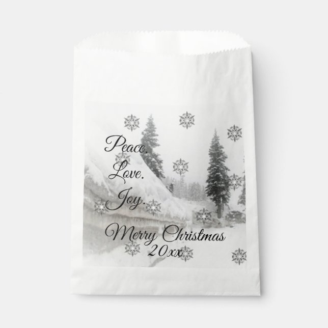 Snowfall Snowflakes Christmas black white sketch Favour Bags (Front)