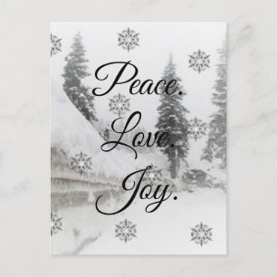 Snowfall Snowflakes Christmas black white sketch  Postcard
