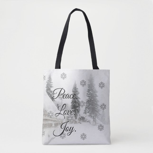 Snowfall Snowflakes Christmas black white sketch Tote Bag (Front)