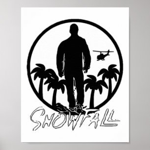 Snowfall Sunset Chopper Black White Sticker Poster