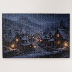 Snowfall Village Castle Jigsaw Puzzle