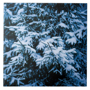 Snowfall Winter Christmas Tree Tile
