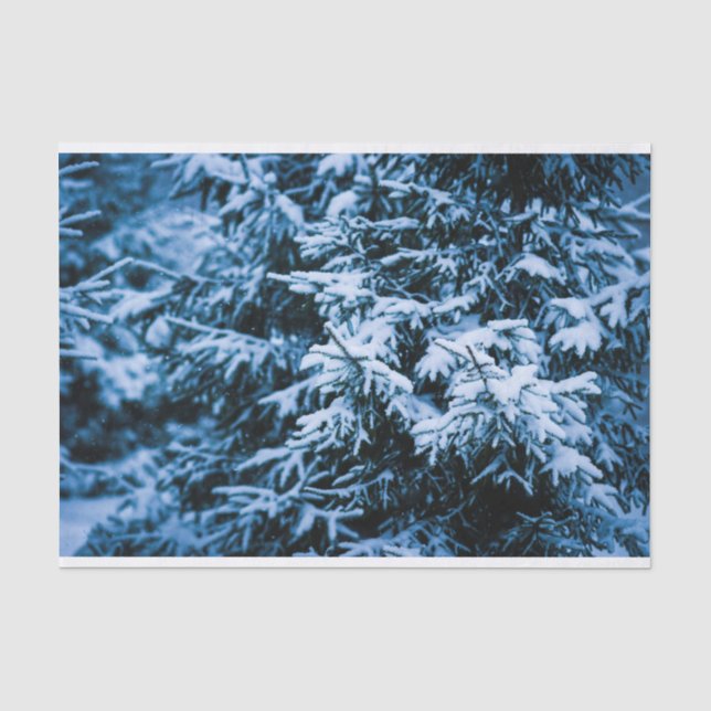 Snowfall Winter Christmas Tree Tissue Paper (Front)