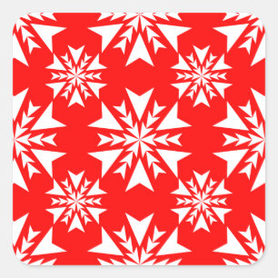 Snowflake 13 Red Square Sticker