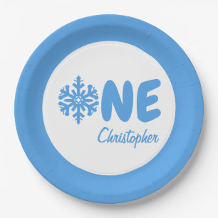 Snowflake 1st Birthday Paper Plate