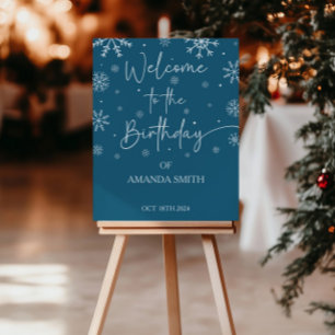 Snowflake 1st Birthday Winter Welcome Poster