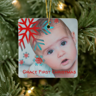Snowflake 1st Christmas Photo  Ceramic Ornament