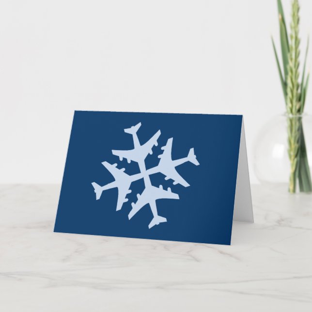 Snowflake Aeroplane Holiday Card (Front)
