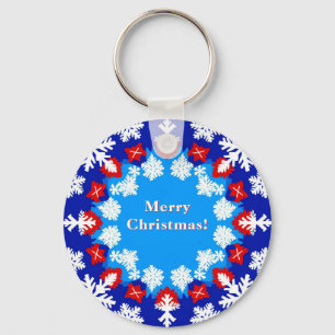 Snowflake and Gift Patterns Key Ring