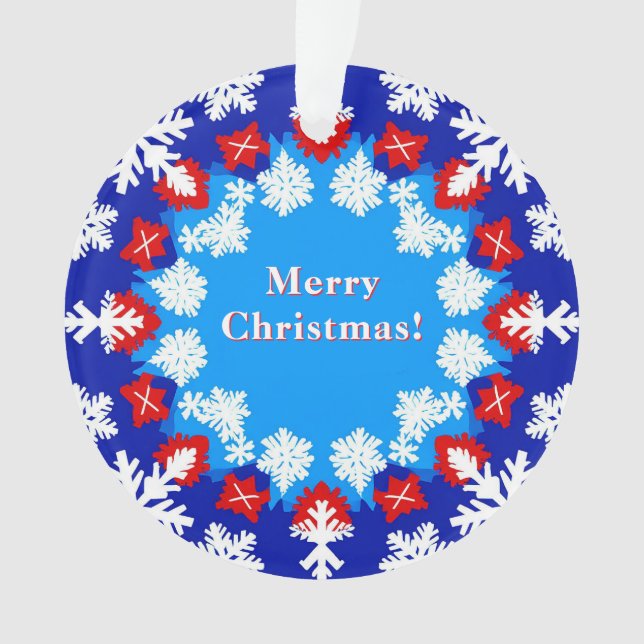 Snowflake and Gift Patterns Ornament (Front)