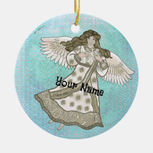 Snowflake angel ceramic tree decoration
