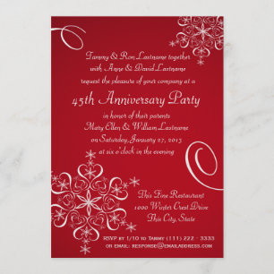 Snowflake Anniversary Party Red Invitation