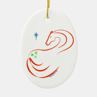 Snowflake Appaloosa horse Christmas ornament oval