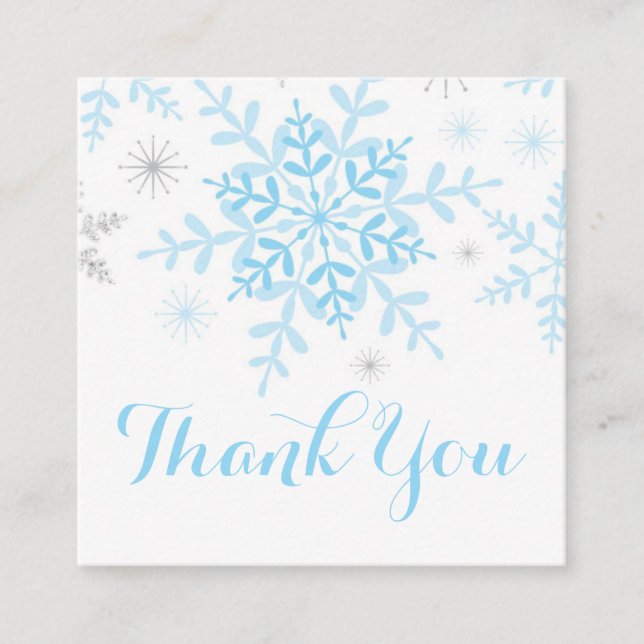 Snowflake Baby Boy Shower Favour Tag Blue Silver (Front)