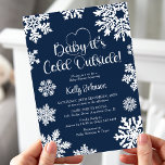 Snowflake Baby It's Cold Outside Baby Shower Invitation<br><div class="desc">Snowflake Baby It's Cold Outside Baby Shower Invitation. Design features a trendy navy blue background,  decorated with white decorative snowflakes,  and white text.</div>