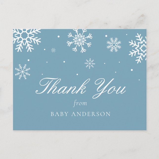 Snowflake Baby It's Cold Outside Thank You Postcard (Front)