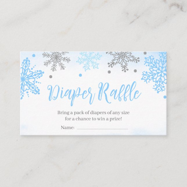 Snowflake Baby Shower Diaper Raffle Sign Business Card (Front)