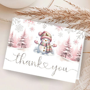 Snowflake Baby Shower Folded Thank You Card
