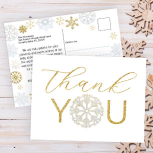 Snowflake Baby Shower Thank You Postcard   Winter