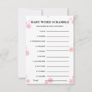 Snowflake Baby word scramble baby shower game