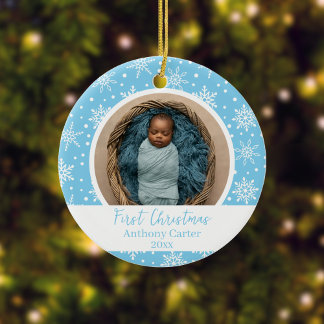 Snowflake Baby's First Christmas Ceramic Tree Decoration
