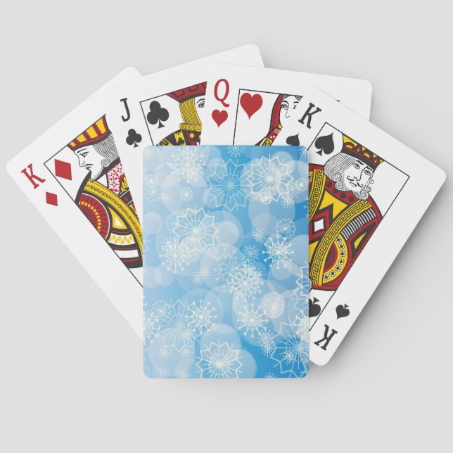Snowflake background bicycle playing cards (Back)