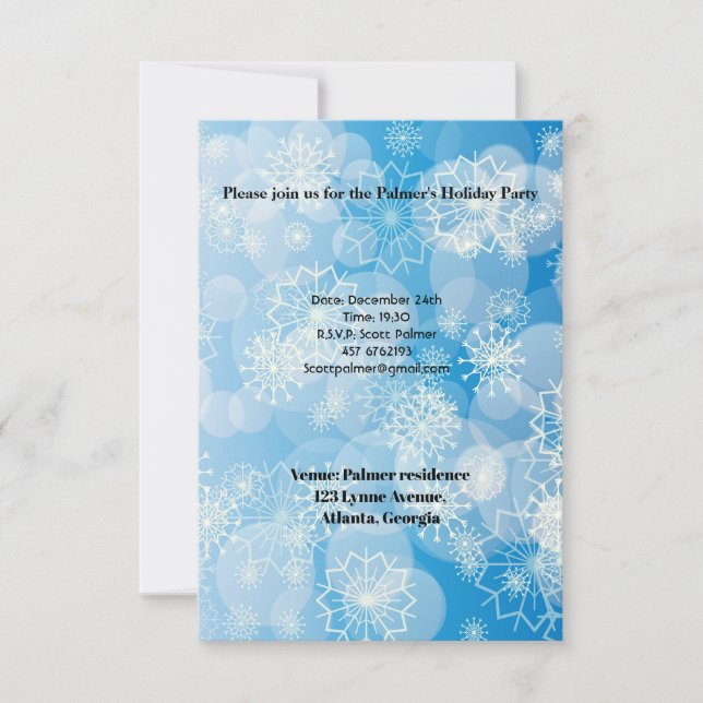 Snowflake background invitation (Front)