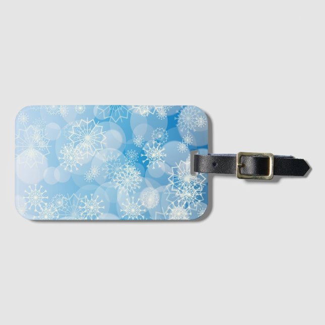 Snowflake background luggage tag (Front Horizontal)