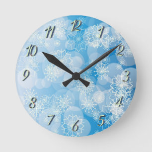 Snowflake background round clock