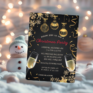 Snowflake,Balls,Confetti Corporate Christmas Party Invitation
