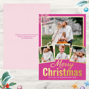 Snowflake Berry Bling 4 Photo Collage Gold