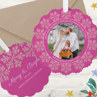 Snowflake Berry Bling Elegant Photo Christmas