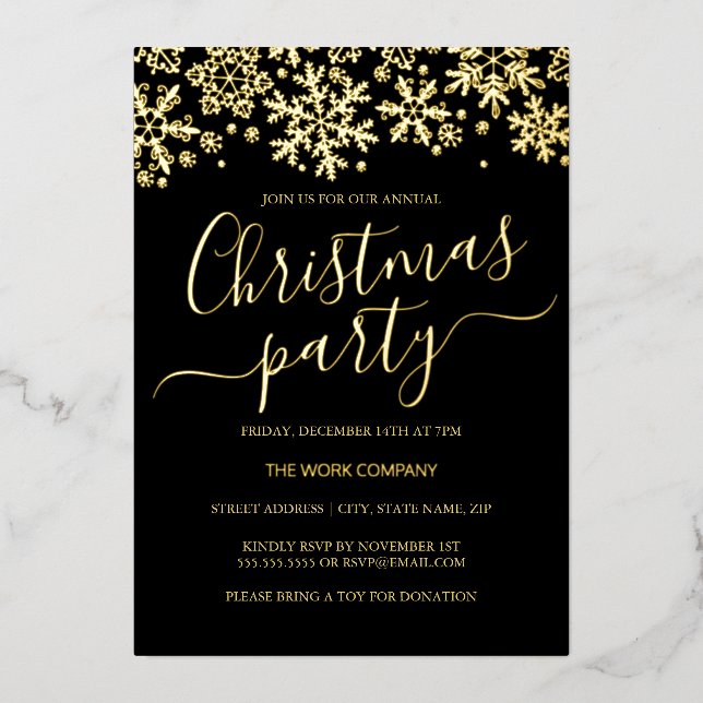 Snowflake Black Gold Corporate Christmas Party  (Front)