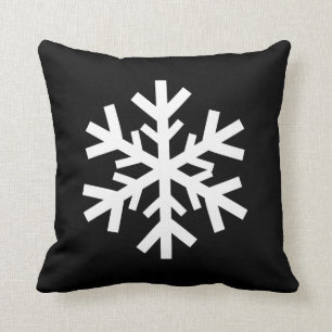 Snowflake Black White Christmas Theme Throw Pillow