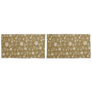 Snowflake Blizzard With Golden Background Pillowcase